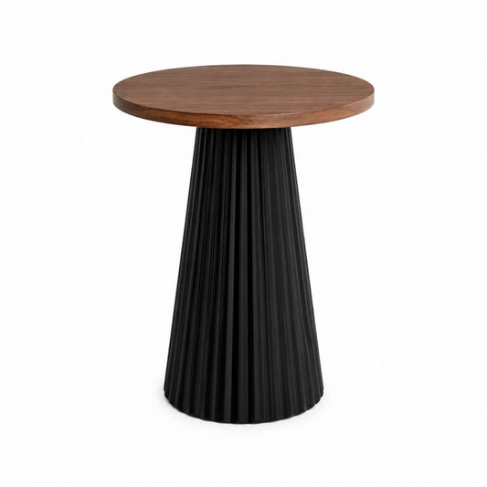 Table d'appoint ronde marron et noire en panneau MDF plaqué noyer et polypropylène Ø 50 cm x H 55 cm