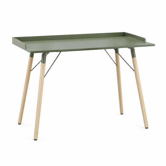 Bureau classique vert kaki en MDF avec plateau rectangulaire à rebords 120 x 60 x 75 cm