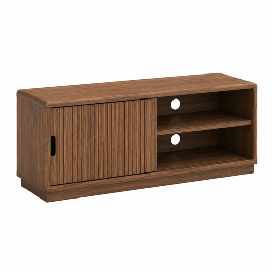 Meuble TV à porte coulissante noyer en MDF plaqué 120 x 40 x 60 cm