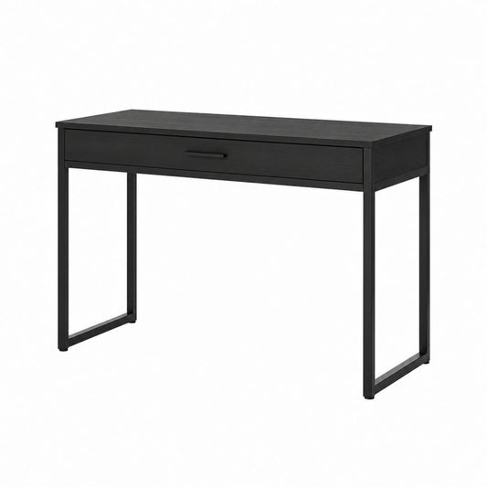 Bureau avec tiroir noir en panneaux MDF mélaminés et acier rectangulaire 120 x 60 x 75 cm